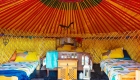 View of interior of Yurt Cobain Yurt from door
