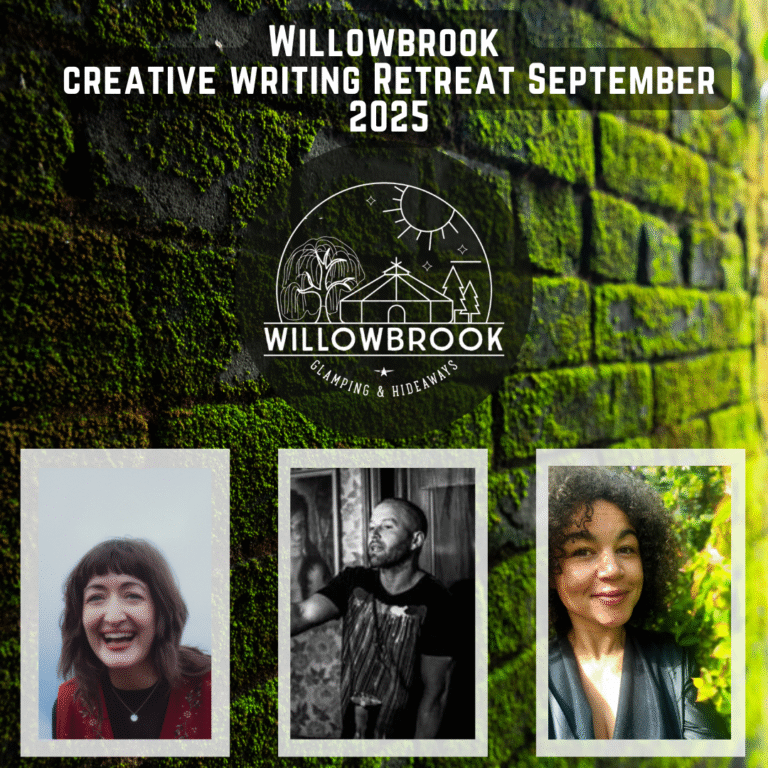 Maria, Ged and Abby with the willowbrook logo